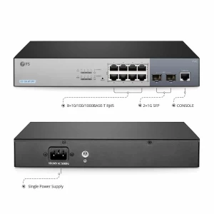 Switch gigabit ethernet poe+ l2+ à 8 ports